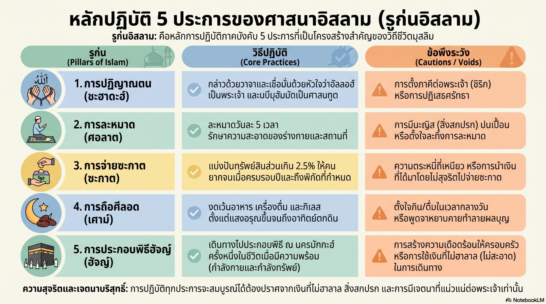 รูก่นอิสลาม 5 ประการ เสาหลักแห่งการดำเนินชีวิตของมุสลิม